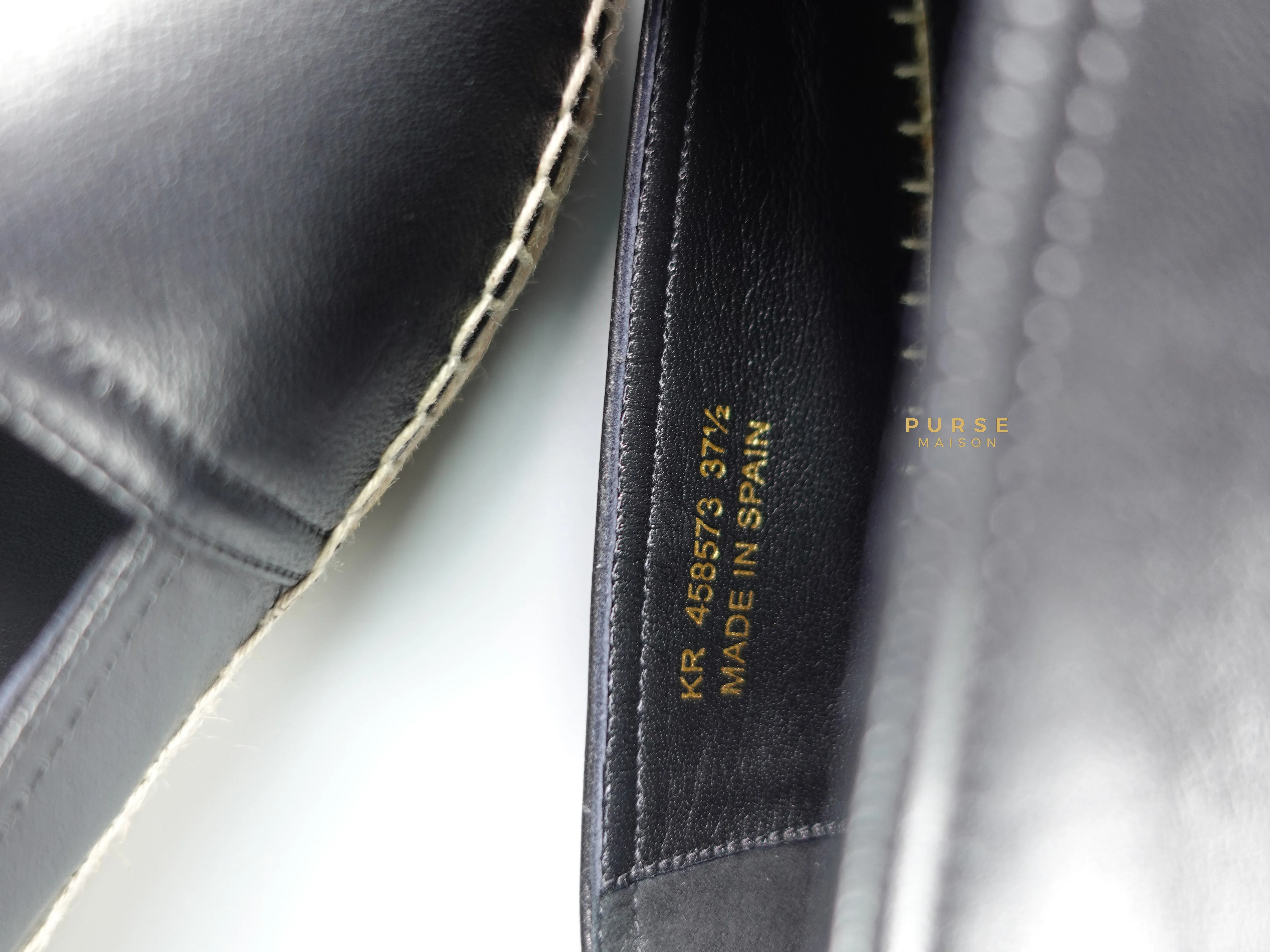 YSL Espadrilles in Black Lambskin Leather (Size 37.5 EU, 23cm)