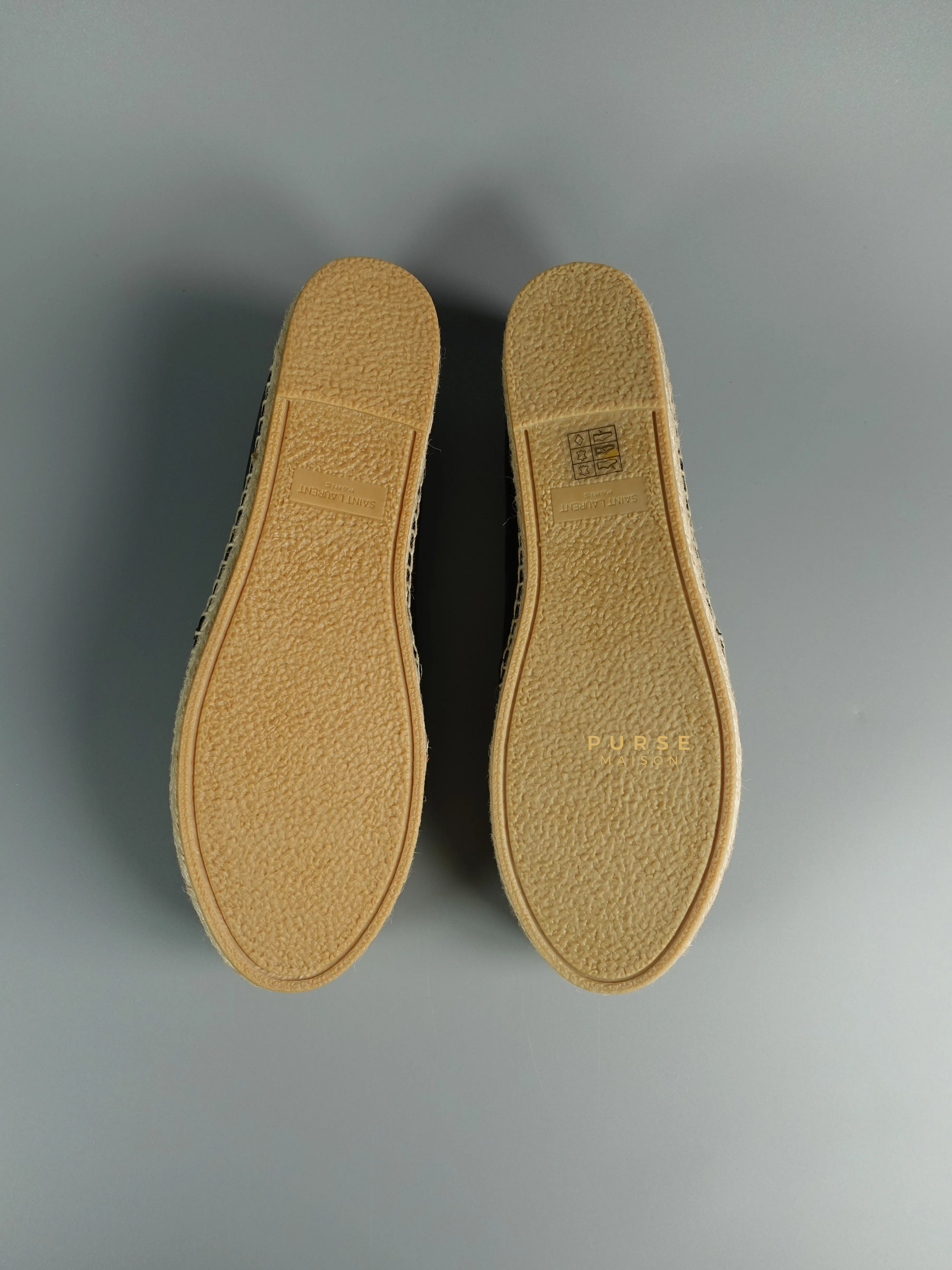 YSL Espadrilles in Black Lambskin Leather (Size 37.5 EU, 23cm)