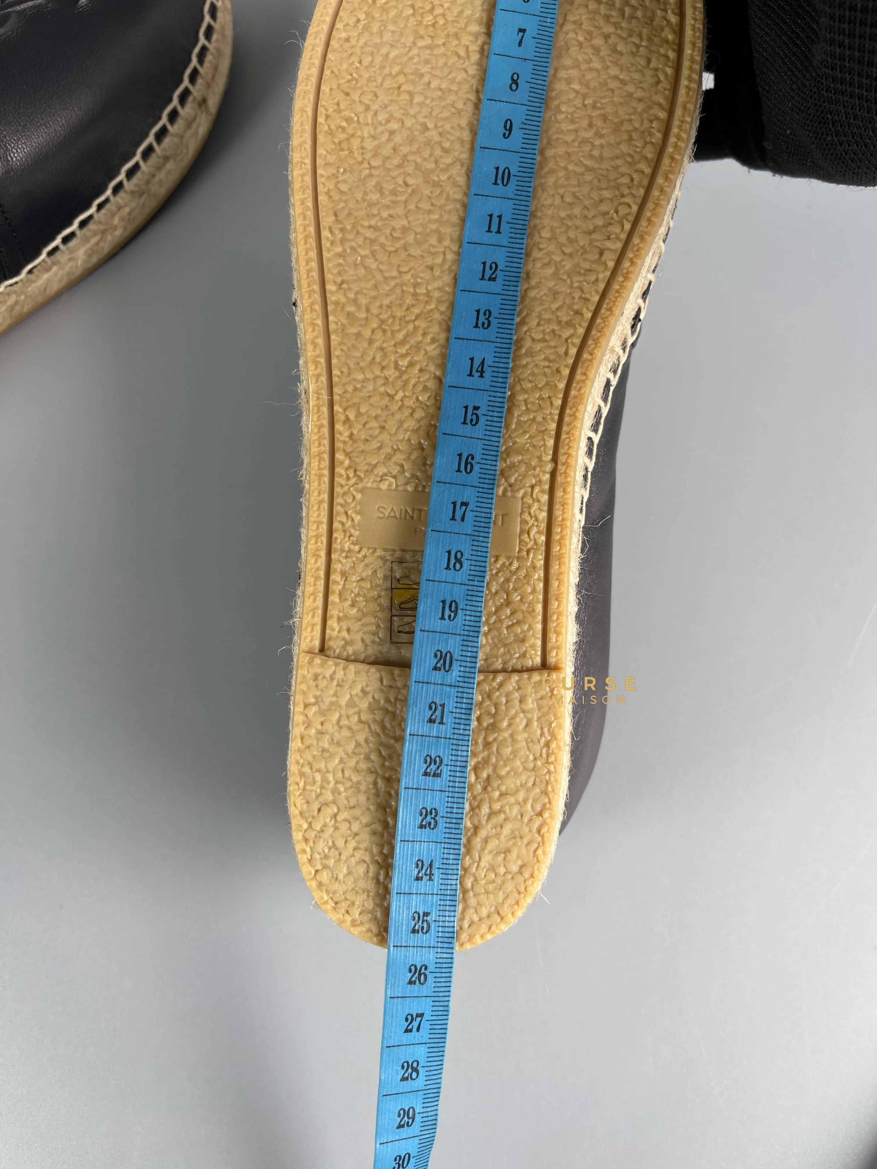YSL Espadrilles in Black Lambskin Leather (Size 37.5 EU, 23cm)