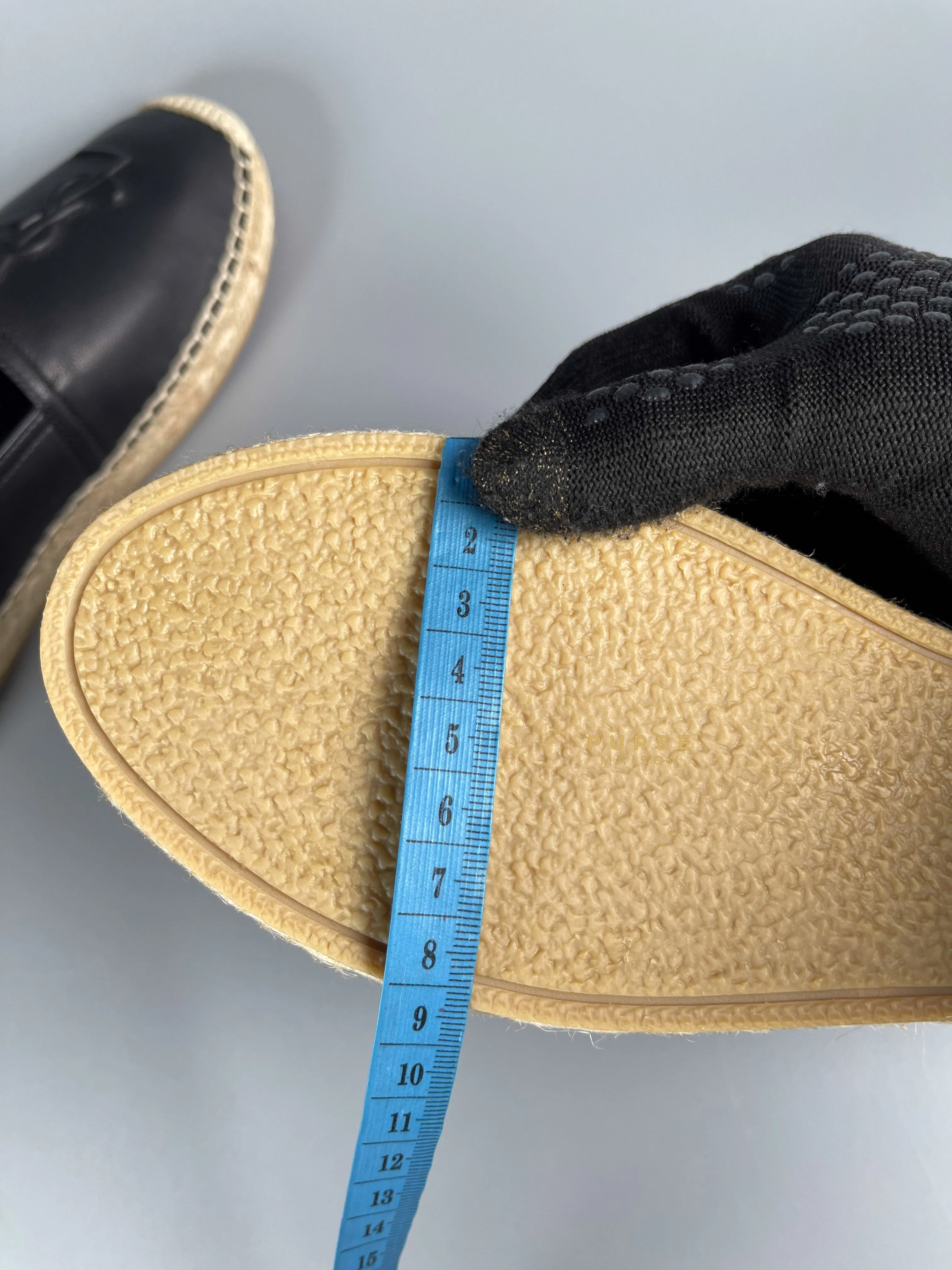YSL Espadrilles in Black Lambskin Leather (Size 37.5 EU, 23cm)